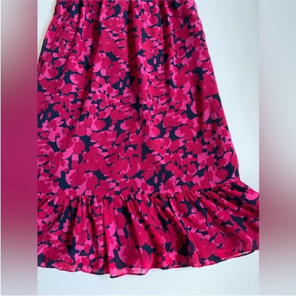 J. Crew Sleeveless Summer Dress Magenta Navy Blue smocked-neck midi dress size 6 - Picture 9 of 16